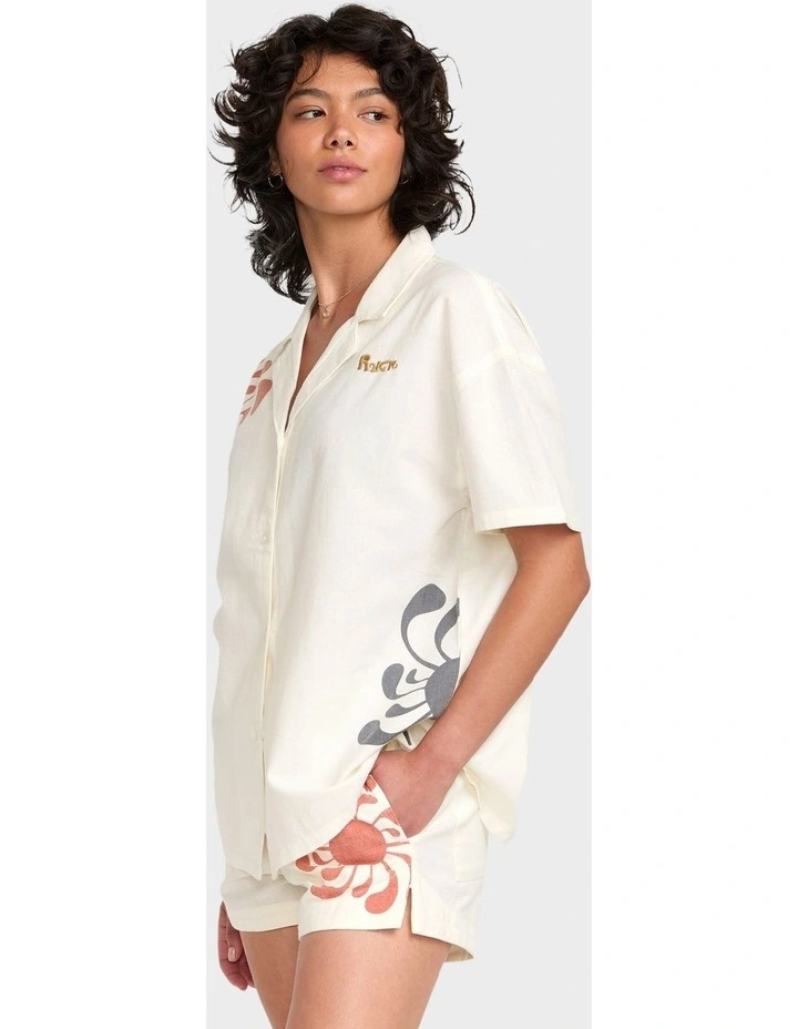 Lauryn Button Up Top in Natural image 3
