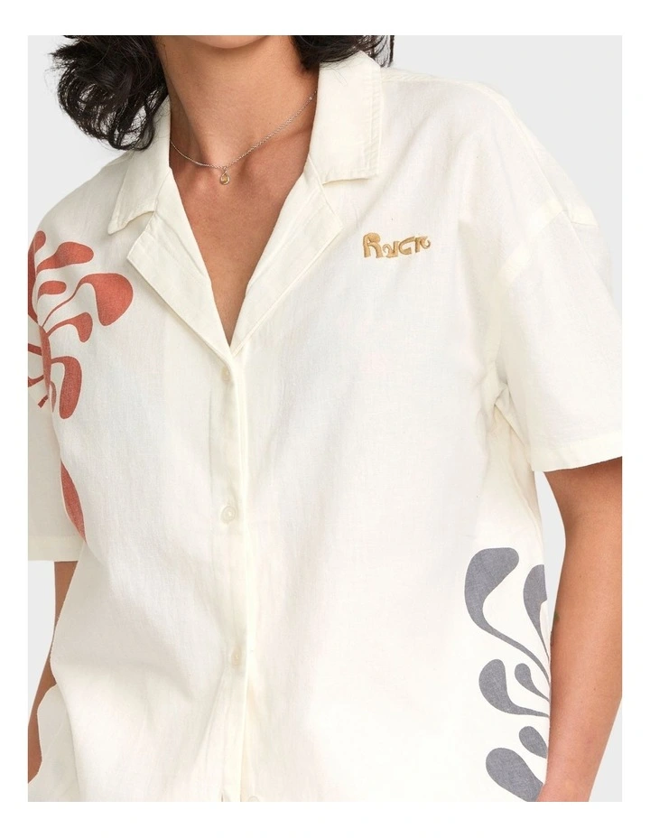 Lauryn Button Up Top in Natural image 4