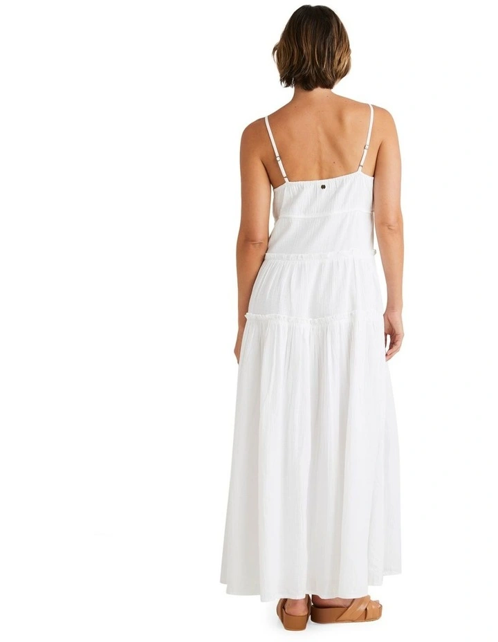 chinese dress ladies Billabong White Sunrise Floral Tiered Maxi Dress- Size S – The Saved  Collection main image 1