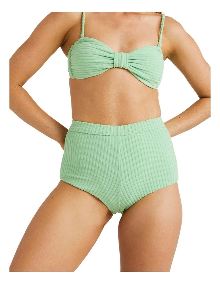 Terry Rib Avalon Bikini Bottoms in Green image 1