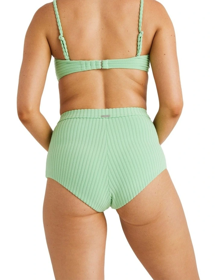 Terry Rib Avalon Bikini Bottoms in Green image 2