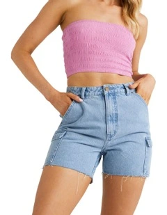 Westerly Retro Denim Shorts in Grey