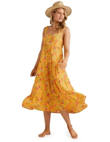 La Plage Shine On Midi Dress in Yellow