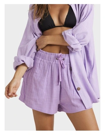 Remy Elastic Waist Shorts in Lilac