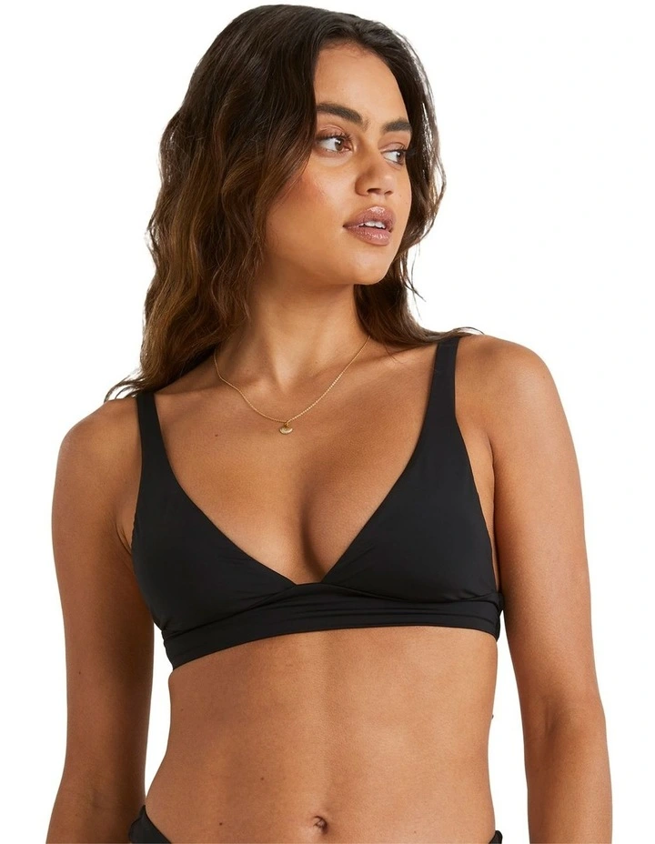Sol Searcher Elongated Tri Bikini Top in Black Pebble image 1