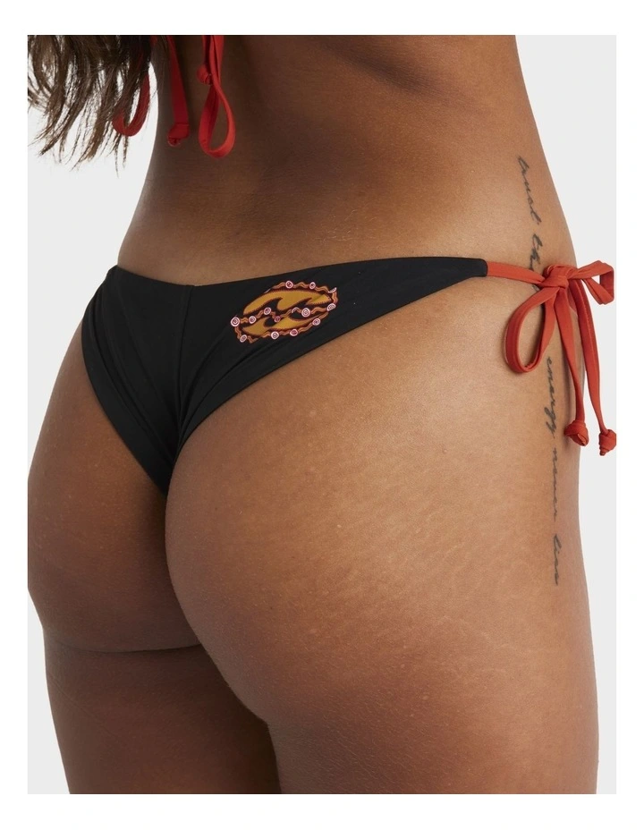 Otis River Tie Side Tanga Skimpy Coverage Bikini Bottoms Black image 4