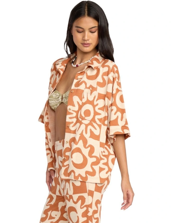 Lost Waves Short Sleeve Shirt in Brown image 3