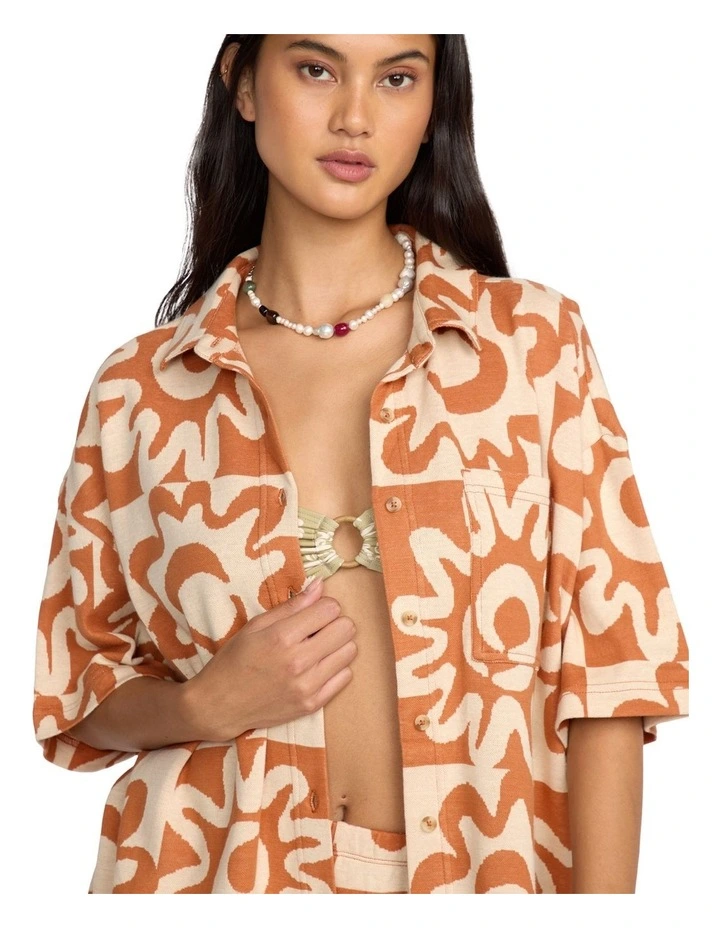 Lost Waves Short Sleeve Shirt in Brown image 4