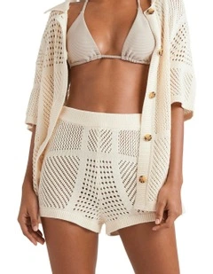Cool Down Elastic Waist Shorts in White