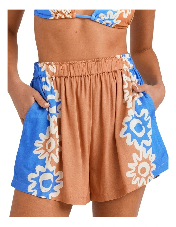Trippin Drippin Elastic Waist Shorts in Brown image 4