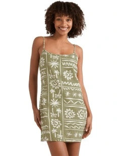 Beach Haze Mini Dress in Green