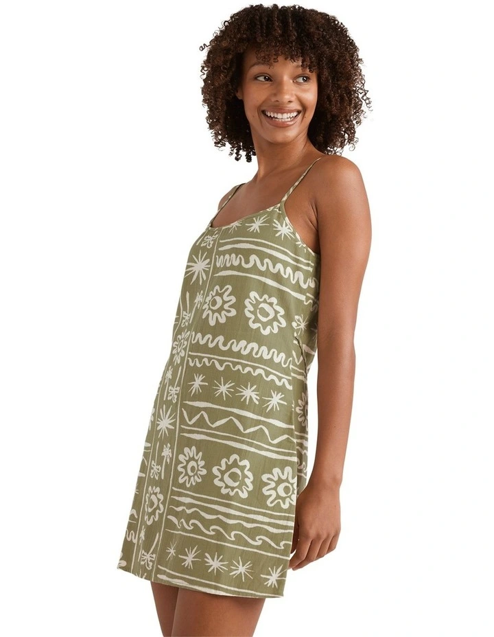 Beach Haze Mini Dress in Green image 3