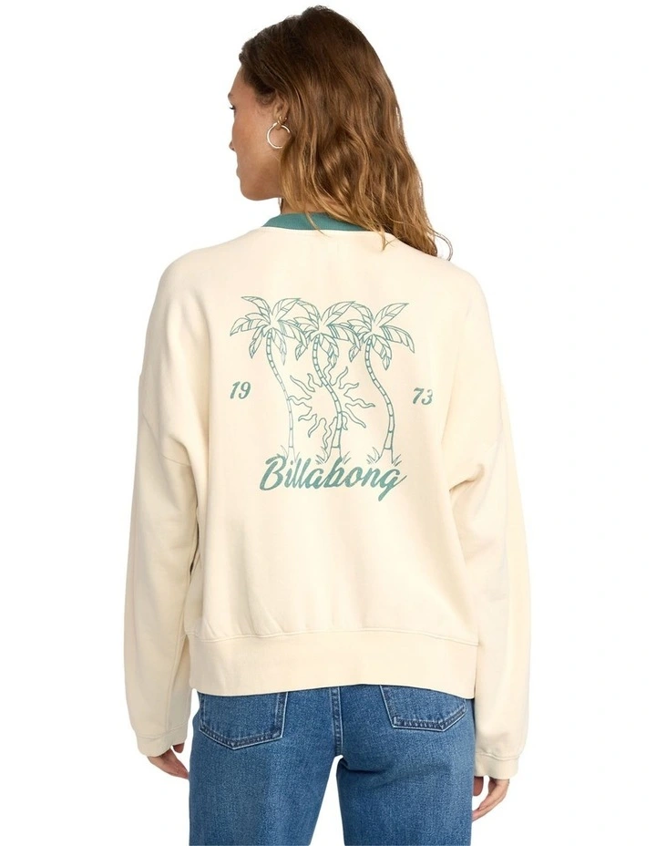 Triple Palms Crew Neck Knit Jumper in Cream image 2