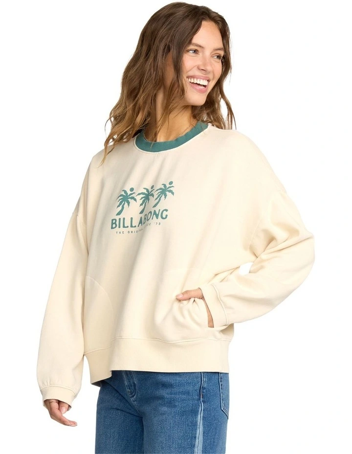 Triple Palms Crew Neck Knit Jumper in Cream image 3