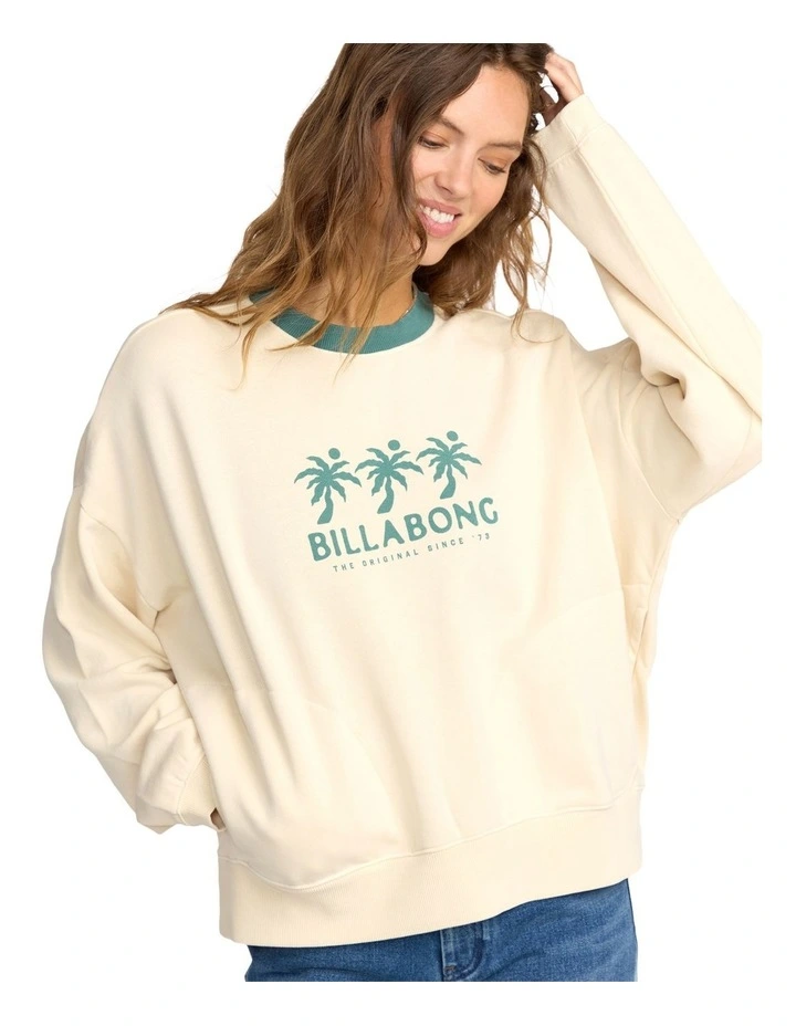 Triple Palms Crew Neck Knit Jumper in Cream image 4