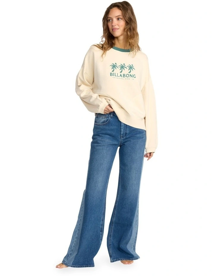 Triple Palms Crew Neck Knit Jumper in Cream image 5