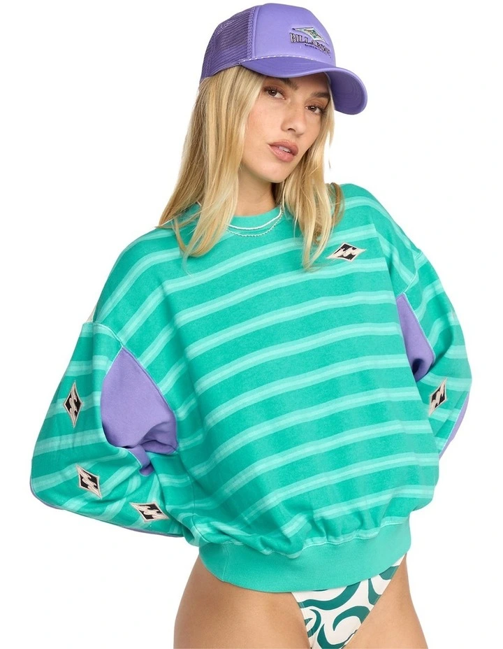 Party Block Crew Neck Knit Jumper in Blue image 3