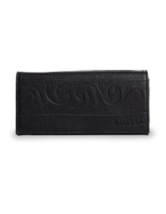Wave Watch Leather Wallet in Black