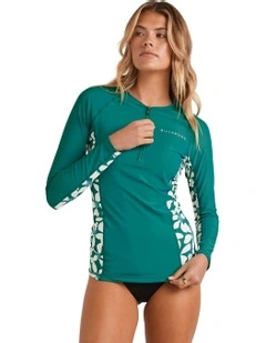 Reek Break Upf 50 Long Sleeve Rash Vest in Green