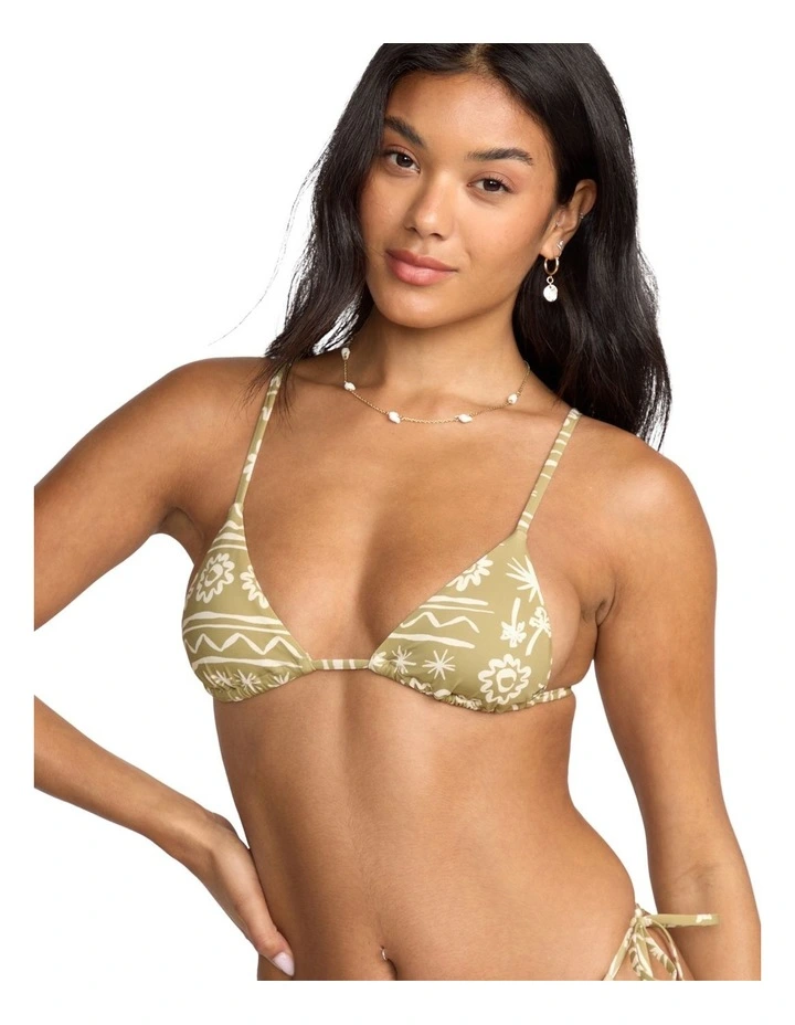 Lost On You Mini Slide Tri Bikini Top in Green image 4