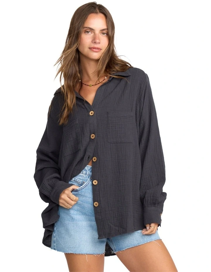 Swell Blouse Button Down Shirt in Black Sands image 1