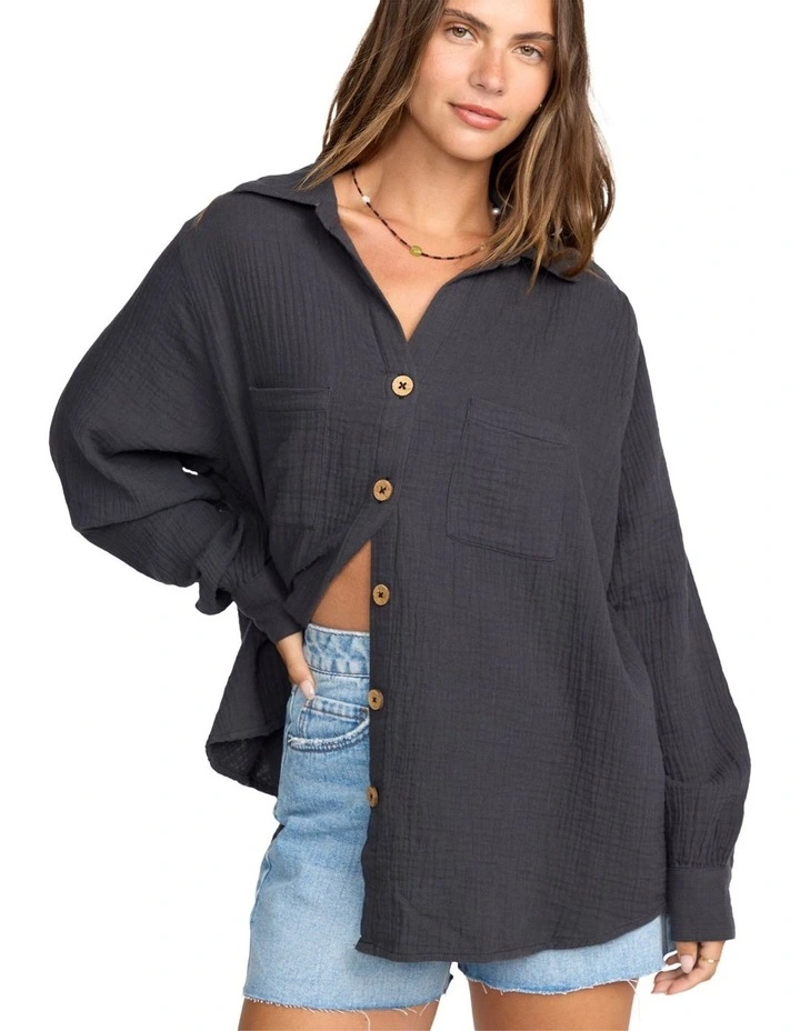 Swell Blouse Button Down Shirt in Black Sands image 4