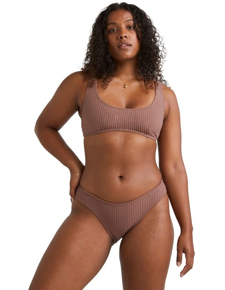 Terry Rib Bondi Bikini Bottom in Brown image 1