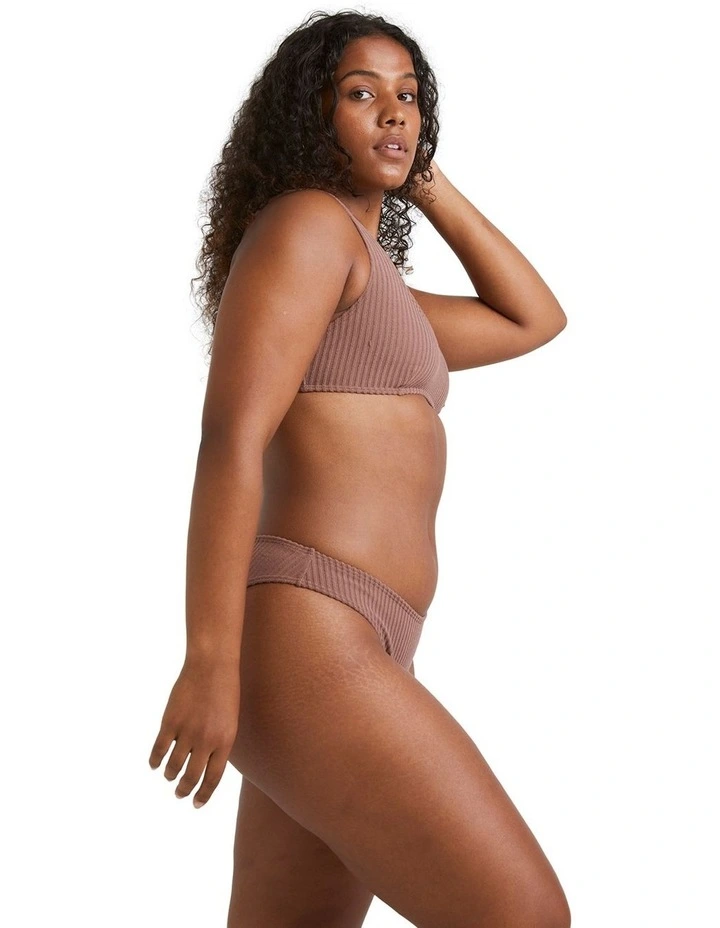 Terry Rib Bondi Bikini Bottom in Brown image 3