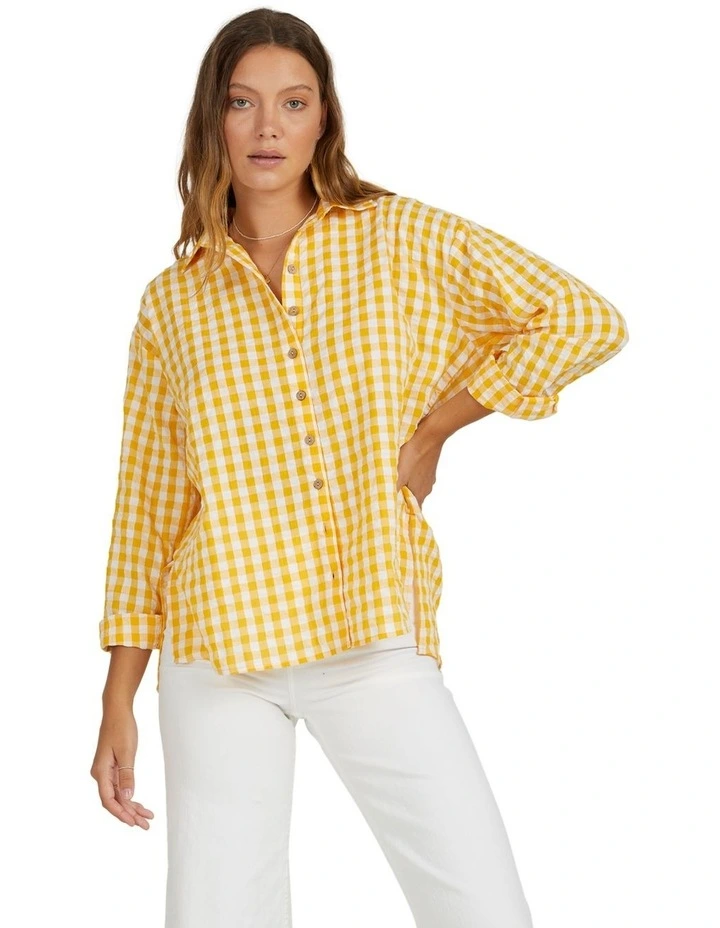 Sunshine Check Shirt in Gold image 1
