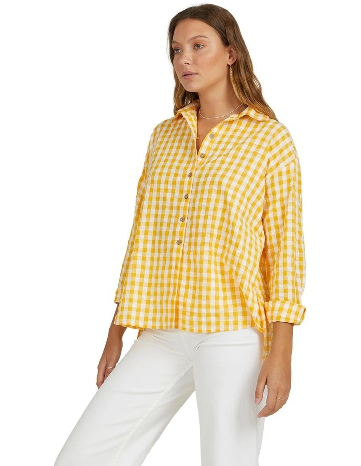 Sunshine Check Shirt in Gold image 3