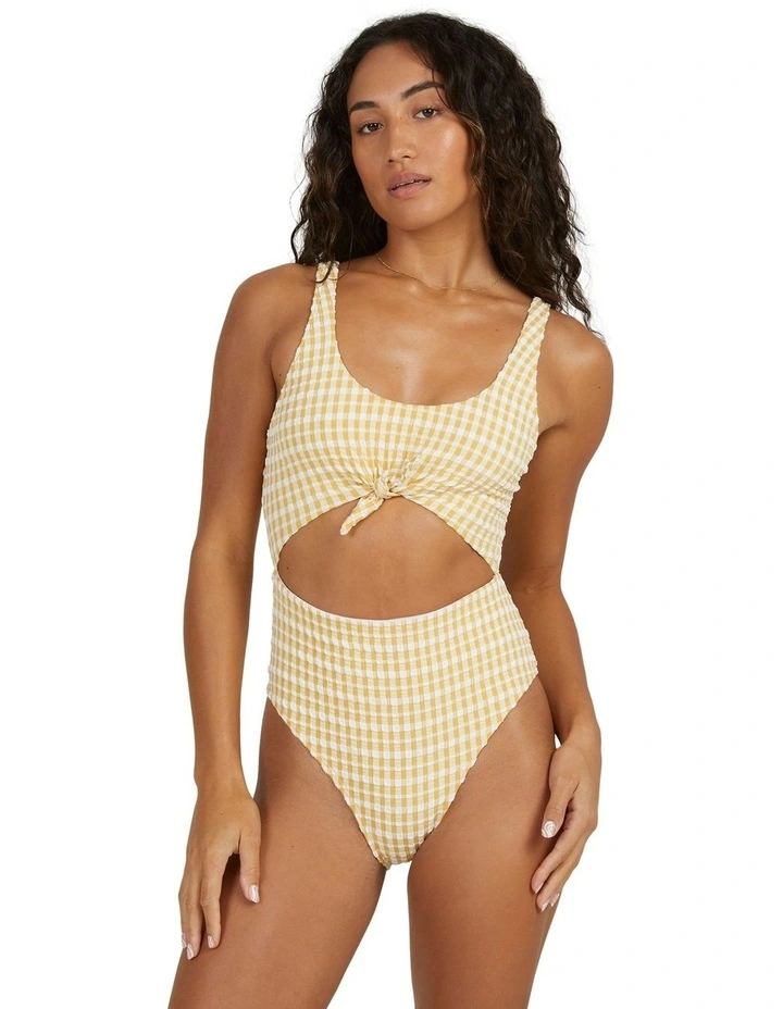 Wave Check One Piece in Yellow Multi image 1