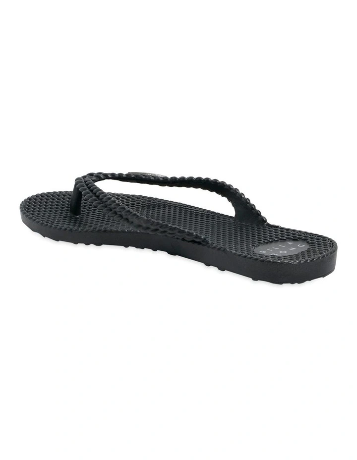 Kick Back Solid Thongs in Black image 2