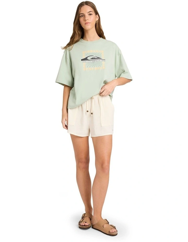 Serene Elastic Waist Shorts in White image 5