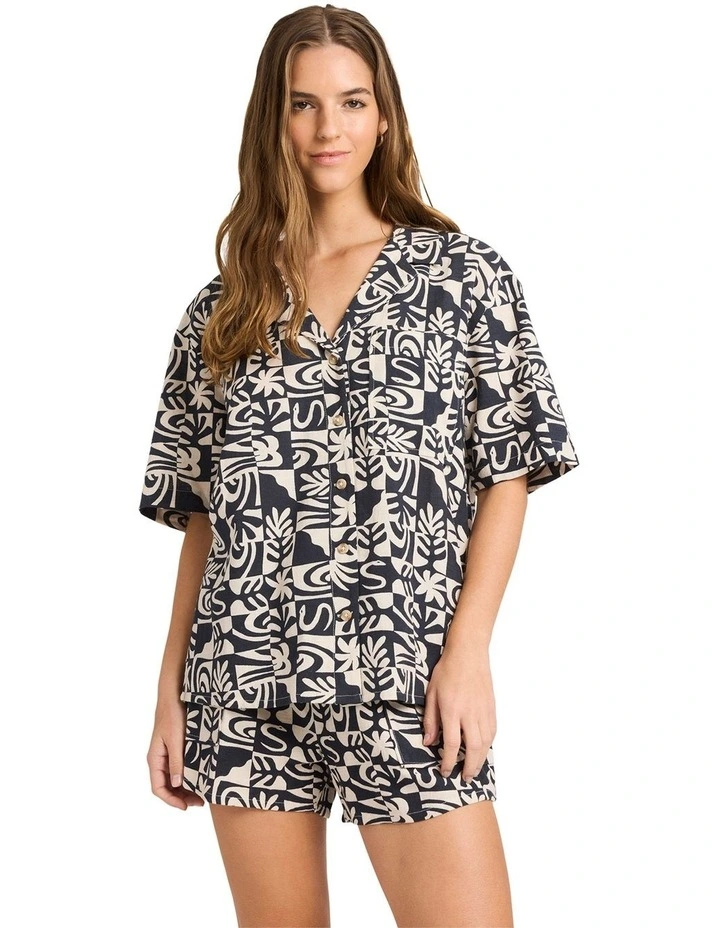 Serene Short Sleeve Shirt in Black/White image 1