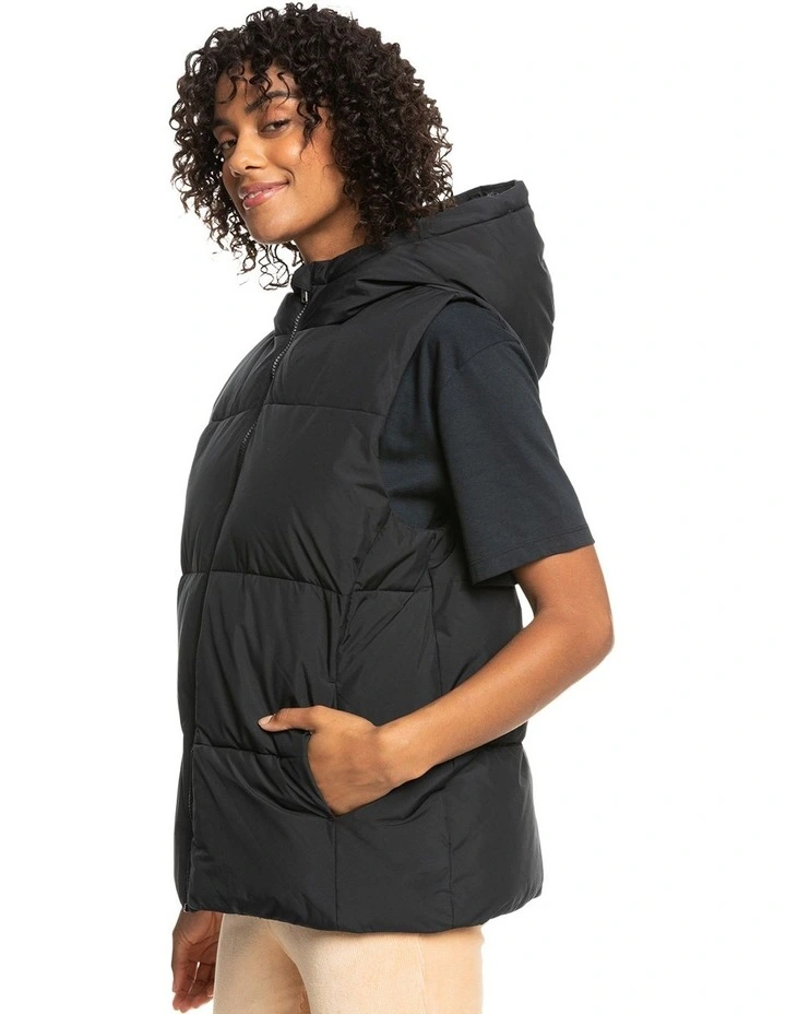 Bright Side Longline Hooded Puffer Jacket in Anthracite image 3