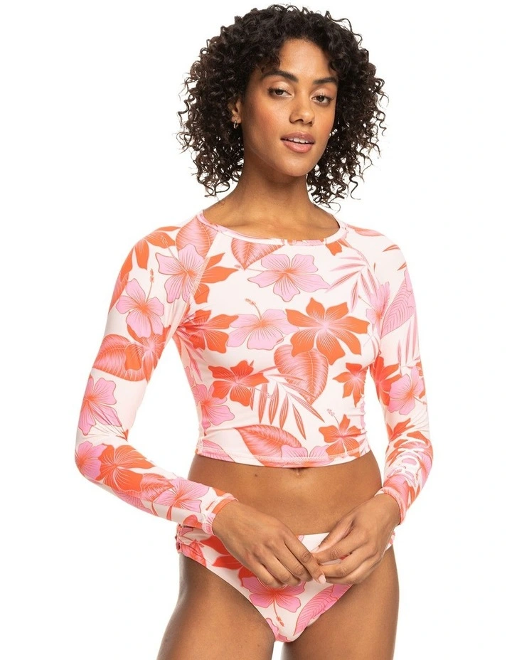 Cropped Long Sleeve Rash Vest in Orange image 1