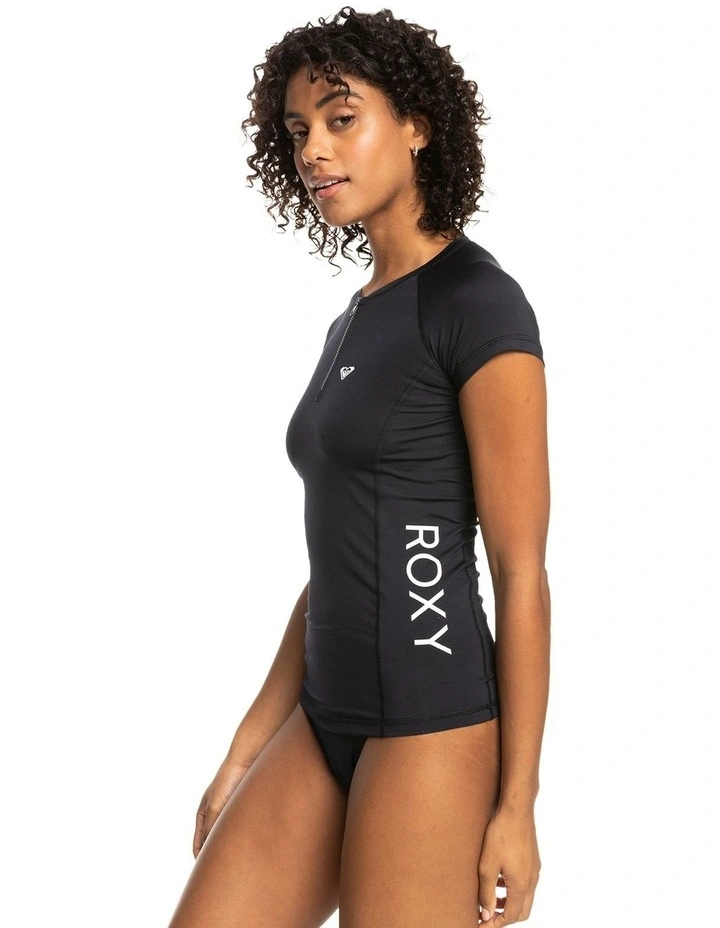 New Essentials Short Sleeve Zip Up Rash Vest in Anthracite image 3