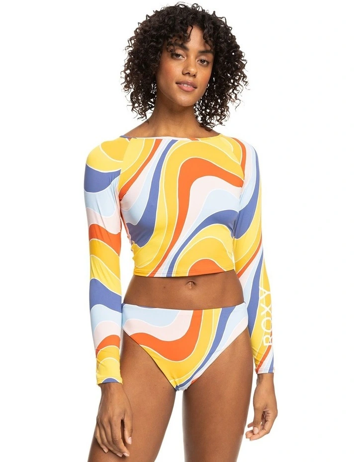 Crop Top Long Sleeve UPF 50 Rash Vest in Tiger Lily Cruz image 1