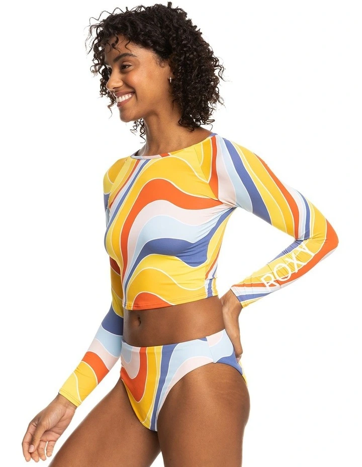 Crop Top Long Sleeve UPF 50 Rash Vest in Tiger Lily Cruz image 3