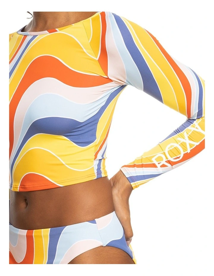 Crop Top Long Sleeve UPF 50 Rash Vest in Tiger Lily Cruz image 4