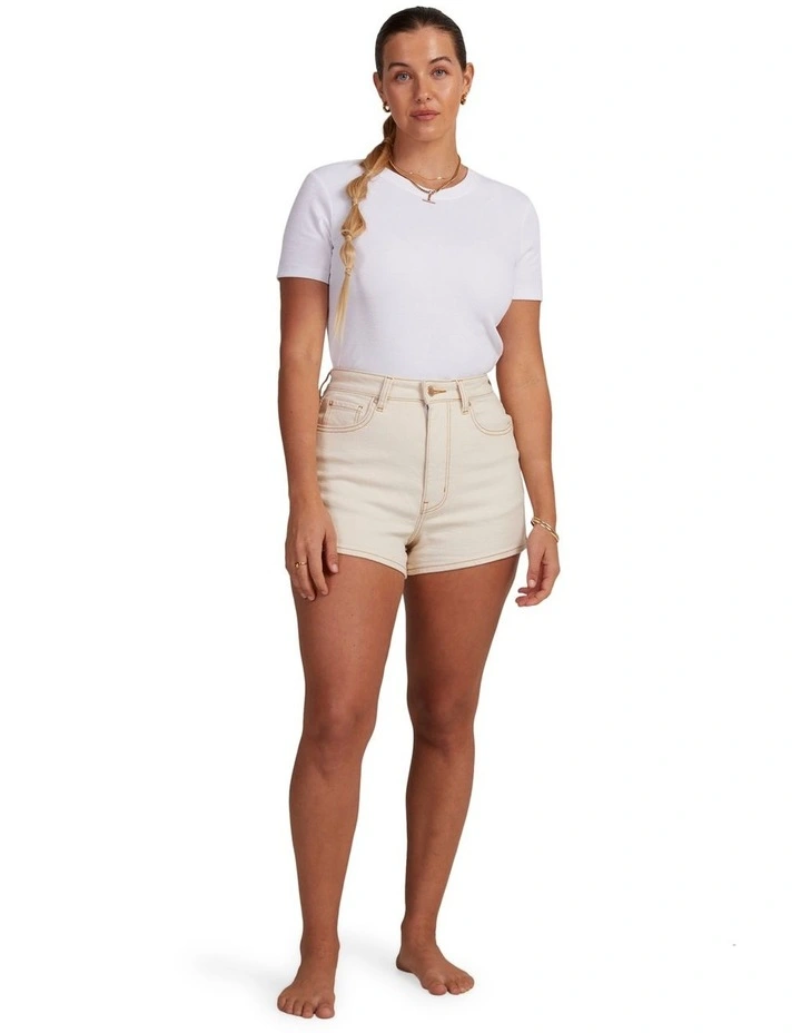 Chlo Natural Denim Shorts in Natural image 5