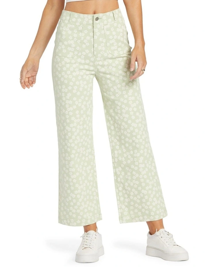 Coastal Cruiser High Waist Wide Leg Trousers in Quiet Green Floral Delight image 1