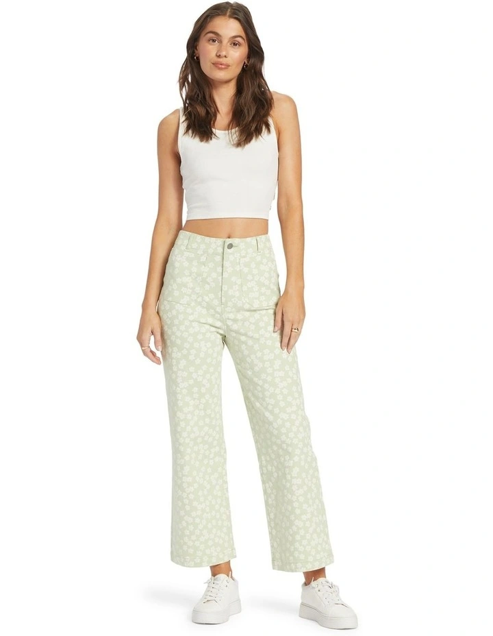 Coastal Cruiser High Waist Wide Leg Trousers in Quiet Green Floral Delight image 5