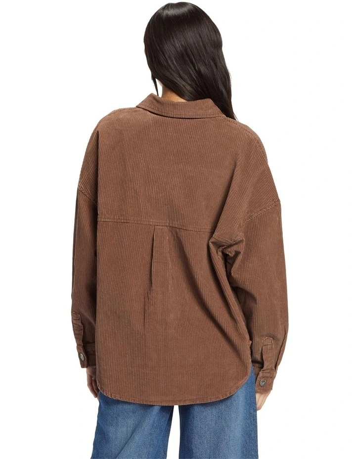 Kick Back Washed Corduroy Long Sleeve Shirt in Sorrel Horse image 2