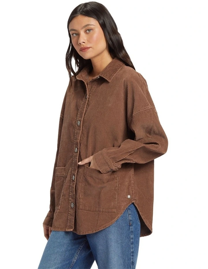 Kick Back Washed Corduroy Long Sleeve Shirt in Sorrel Horse image 3