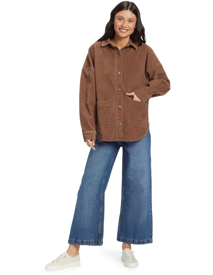 Kick Back Washed Corduroy Long Sleeve Shirt in Sorrel Horse image 5