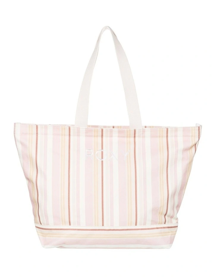 Stripey Beach Tote Bag in Cork Monochromatic Stripe image 1