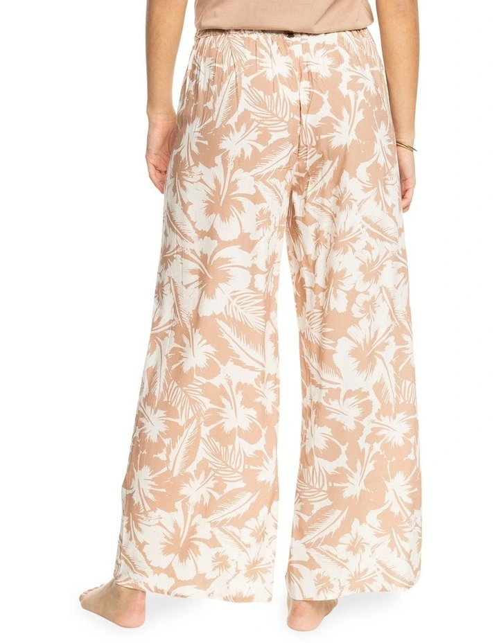Midnight Avenue Wide Leg Trousers in Warm Taupe Happy Hibiscus image 2