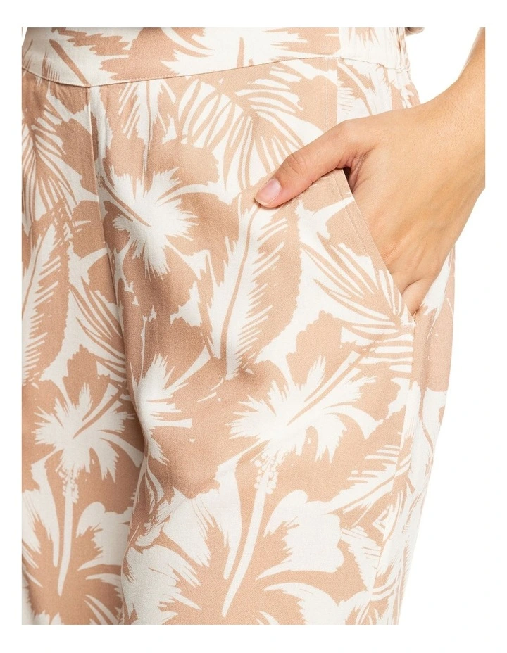 Midnight Avenue Wide Leg Trousers in Warm Taupe Happy Hibiscus image 4