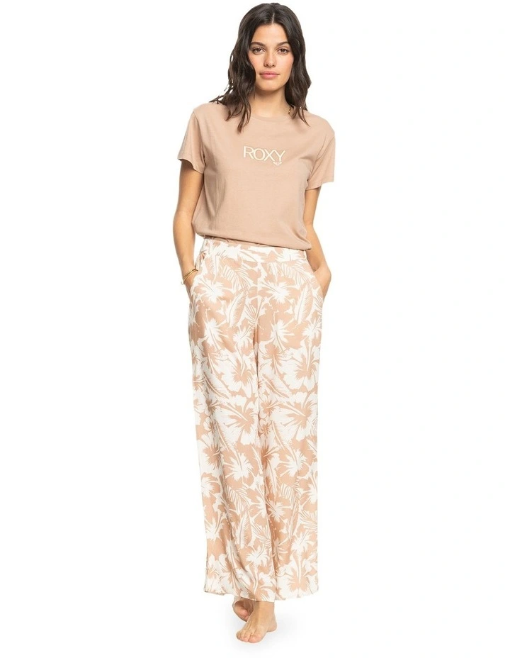 Midnight Avenue Wide Leg Trousers in Warm Taupe Happy Hibiscus image 5